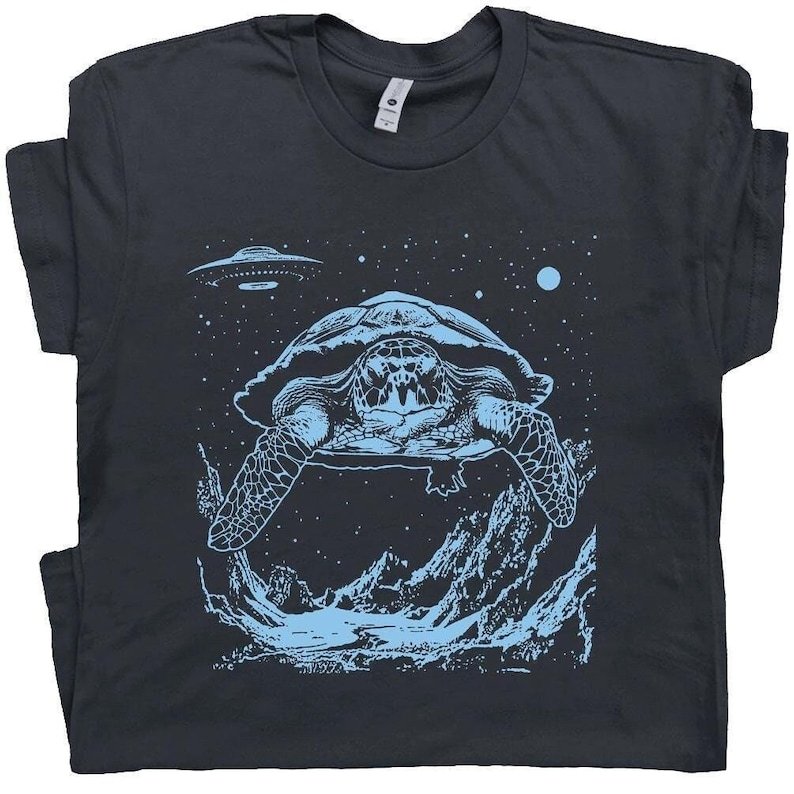 Sea Turtle Shirt Cosmic Turtle T Shirt for Women Men Guys UFO Graphic