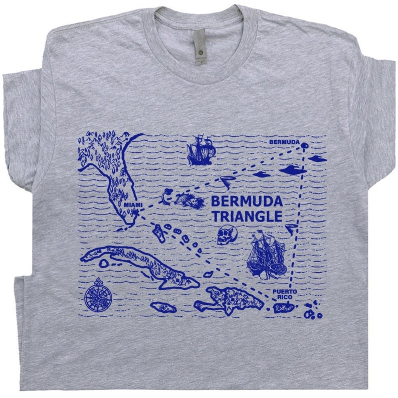 Bermuda Triangle T Shirt Caribbean Shirt For Men Women Kids Cool UFO Shirt Alien Abduction Tee Vintage Sailing Shirts Bermuda Shirt Area 51