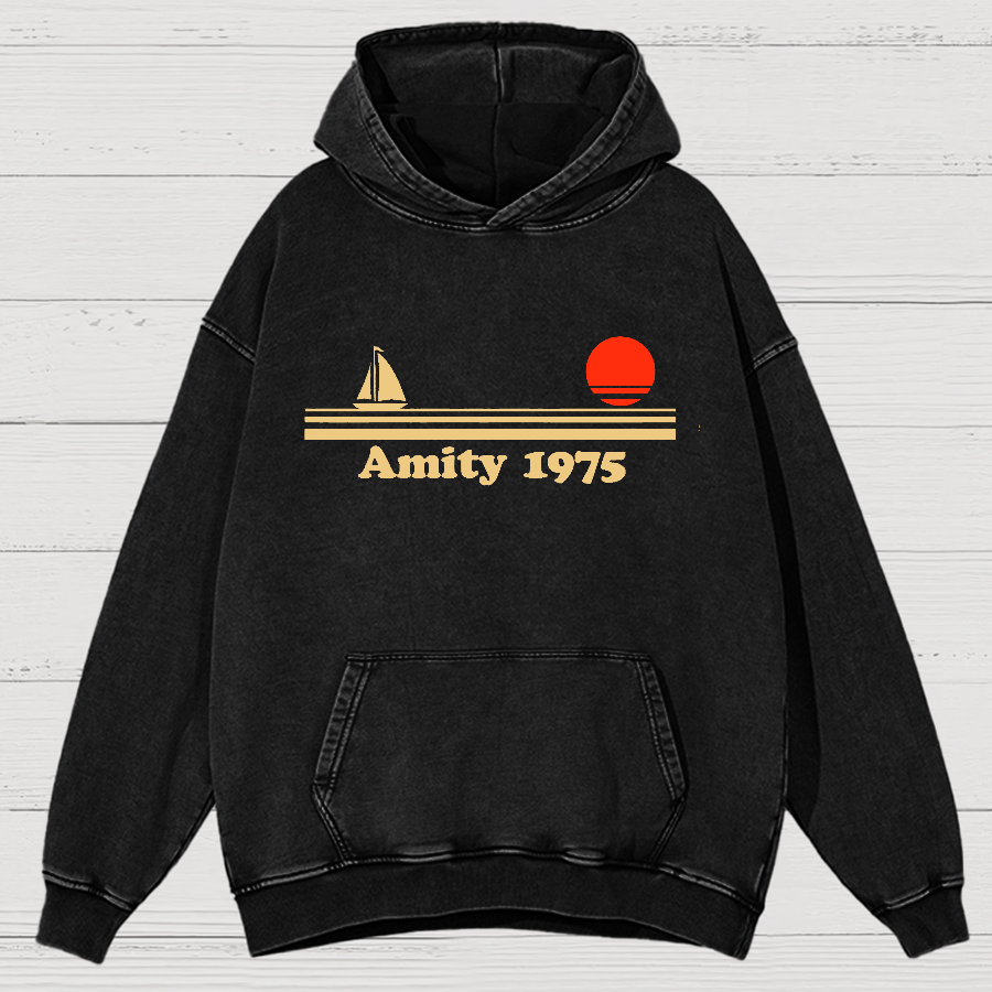 Amity Island 1975 Vintage Distressed Hoodie
