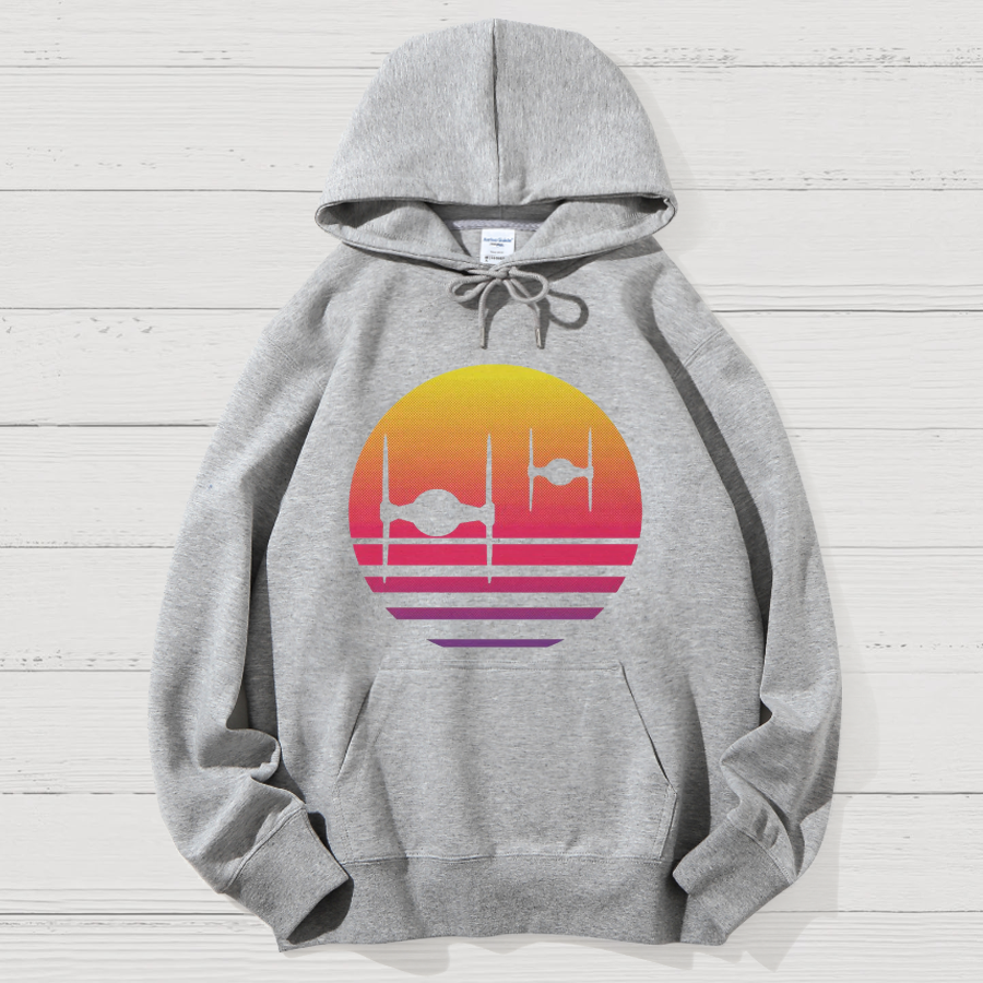 Tie Fighter Sunset Geek Cotton Hoodie