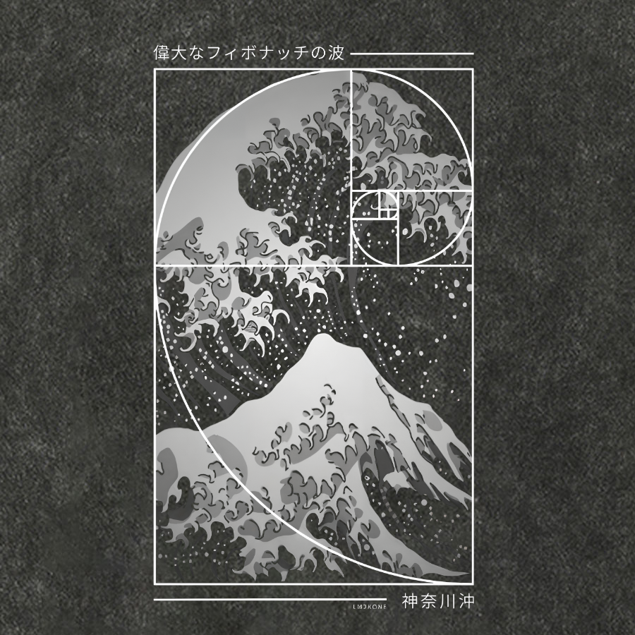 The Great Wave Of Fibonacci Spiral Geek Vintage Distressed T-shirt