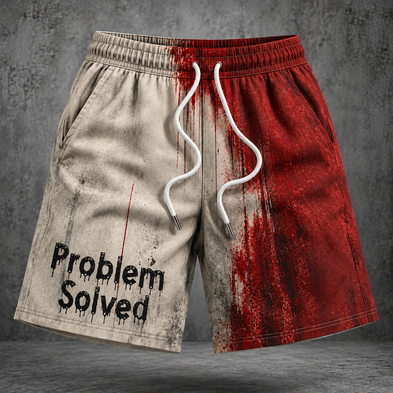 Men's Problem Solved Printed Casual Beach Plus Size Shorts 