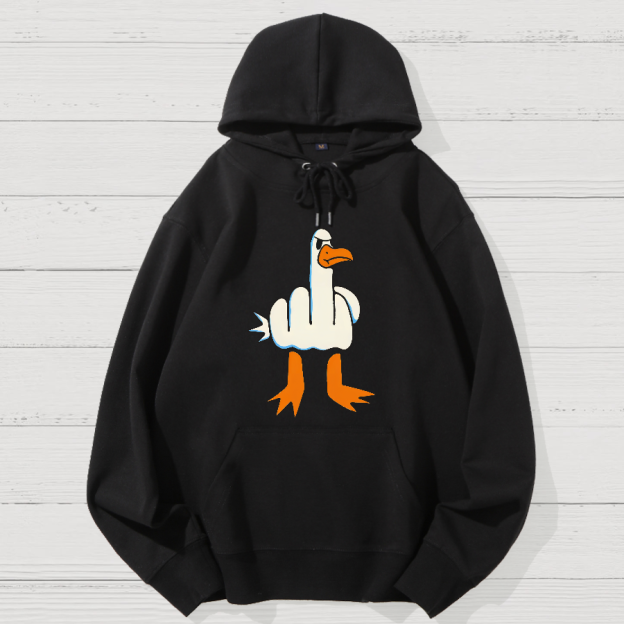 Rude Seagull Design Funny Geek Cotton Hoodie