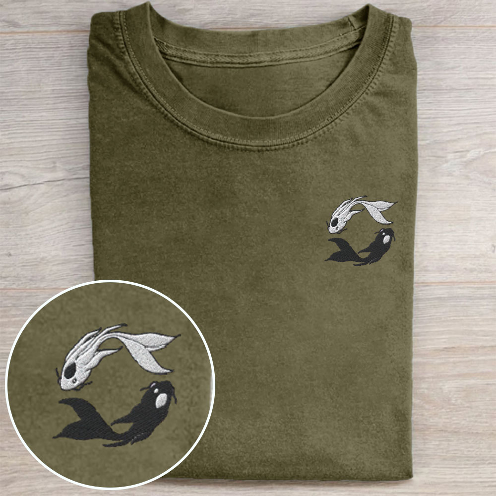 Embroidered Koi Washed Tee 