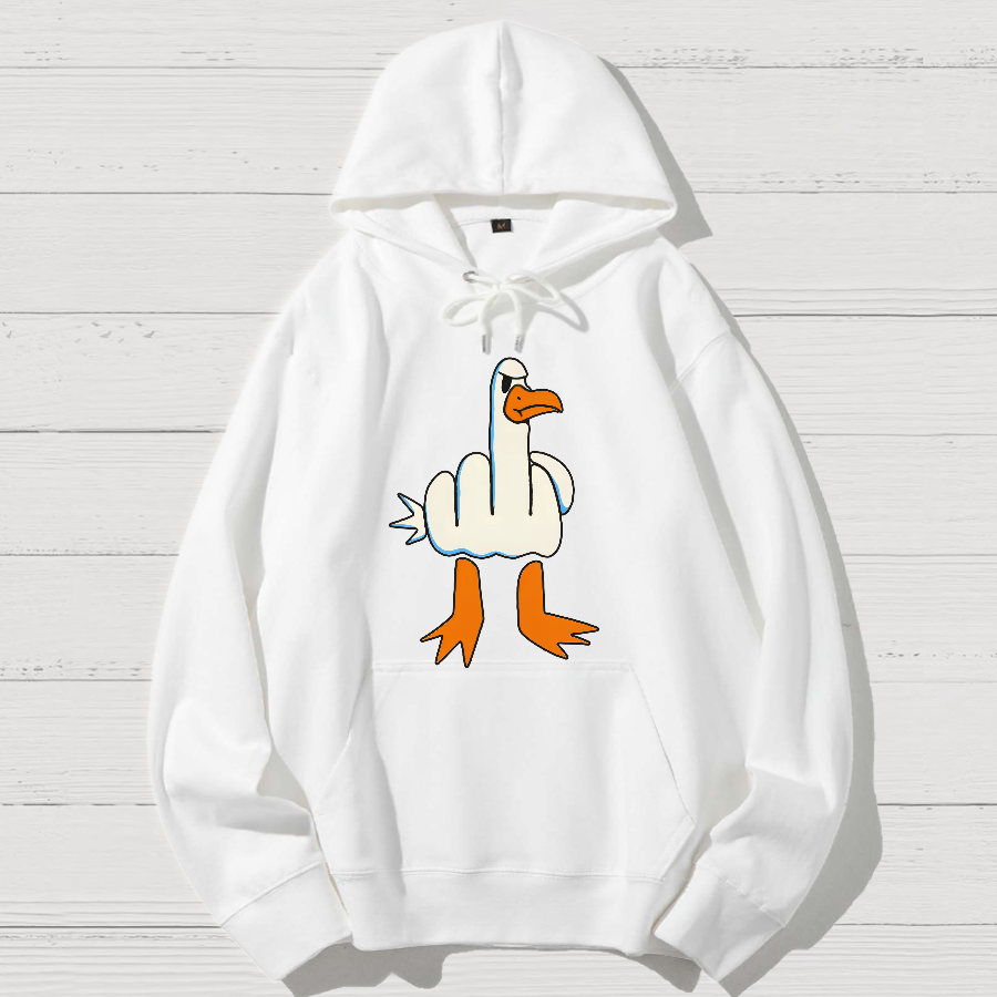 Rude Seagull Design Funny Geek Cotton Hoodie