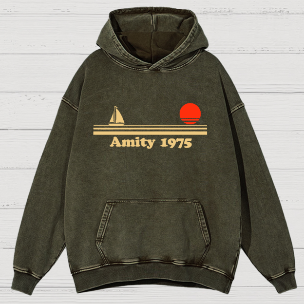 Amity Island 1975 Vintage Distressed Hoodie