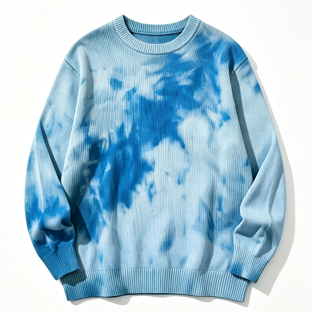 Retro Classic Tie-dye loose-fitting casual crew neck long-sleeved sweater