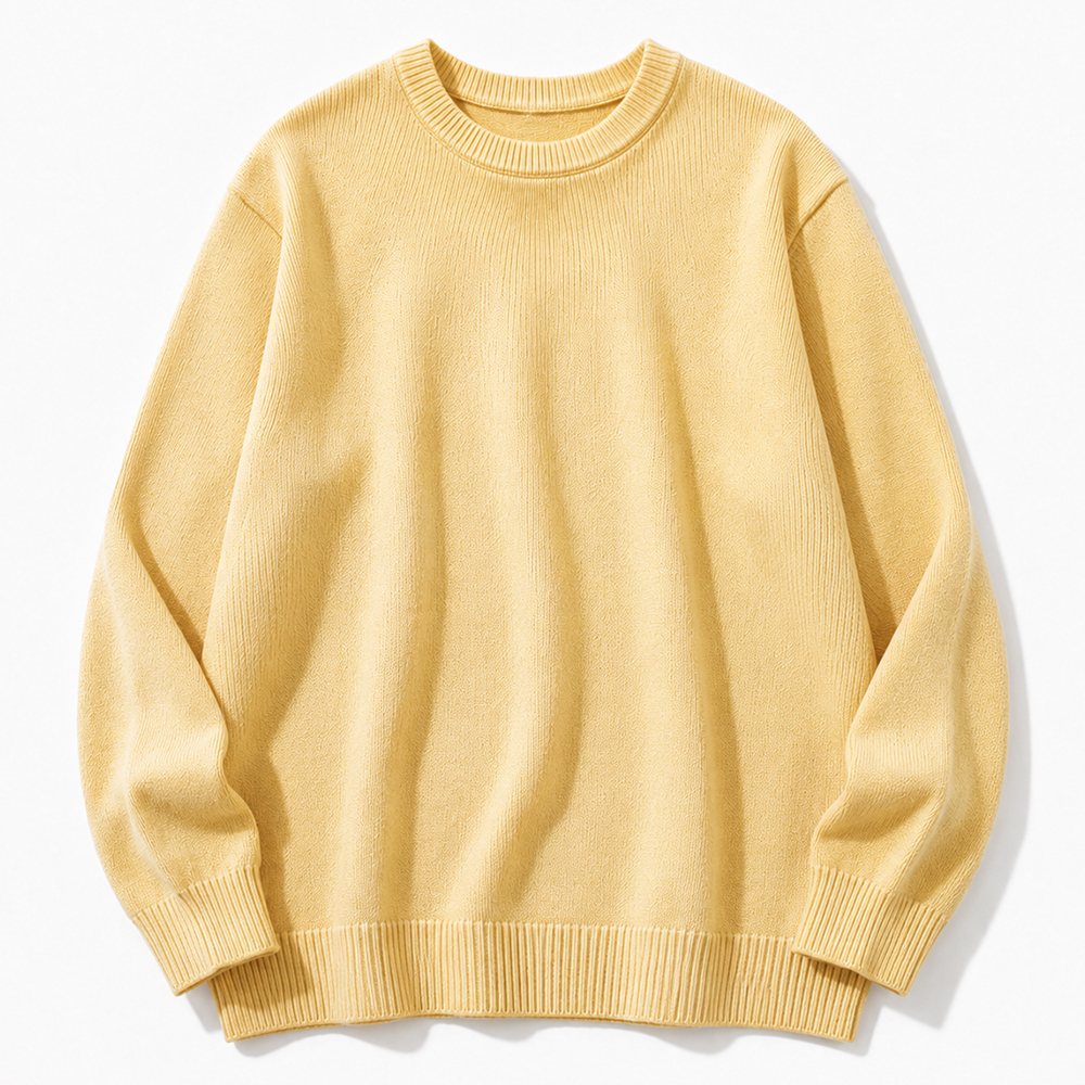 Retro Classic Crew neck long-sleeved knit sweater