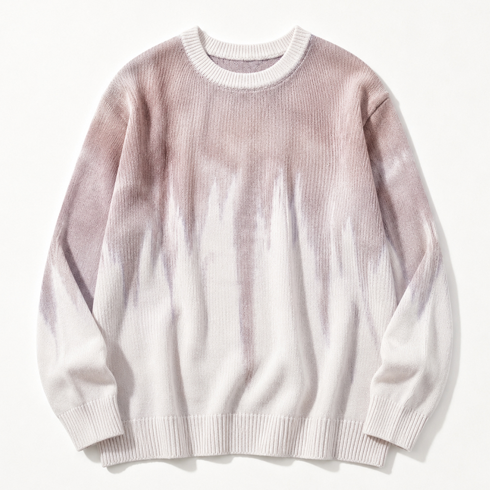 Retro Classic Gradient multi-color tie-dye crew neck sweater