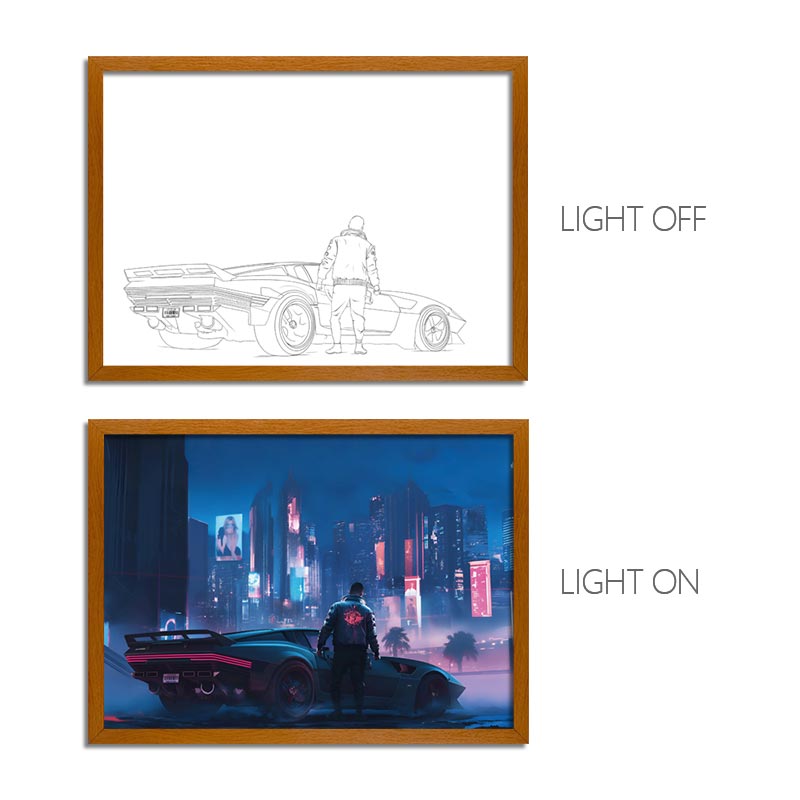 Cyberpunk: Edgerunners LED Light Painting – Anime Light Box Photo Frame Wall Art