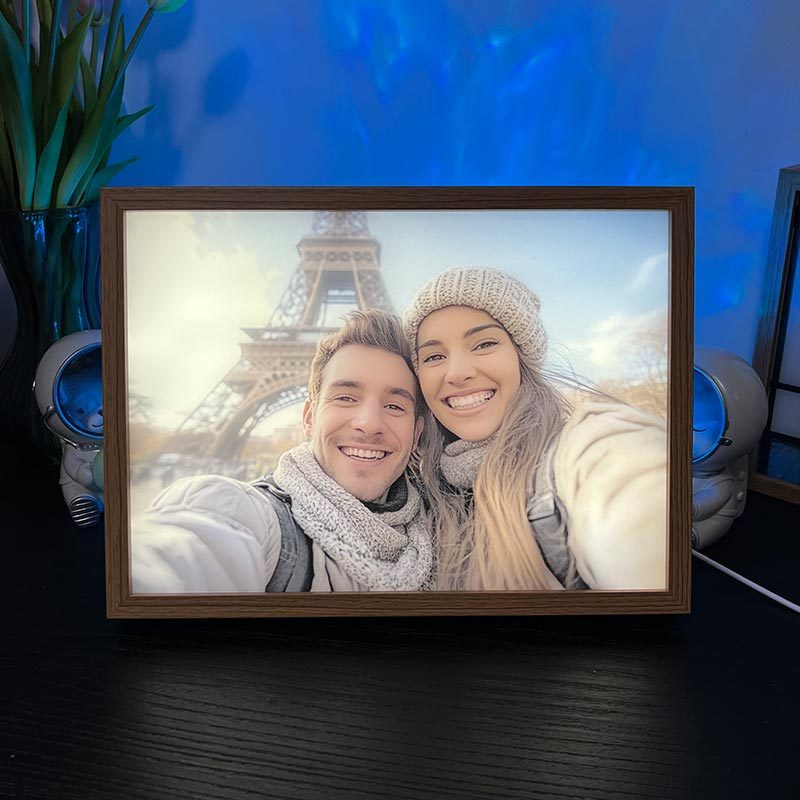 Moldura de pintura personalizada com iluminação LED - Moldura de arte brilhante personalizada