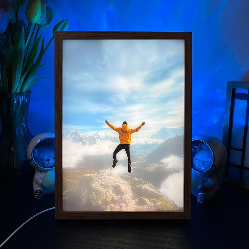 Moldura de pintura personalizada com iluminação LED - Moldura de arte brilhante personalizada