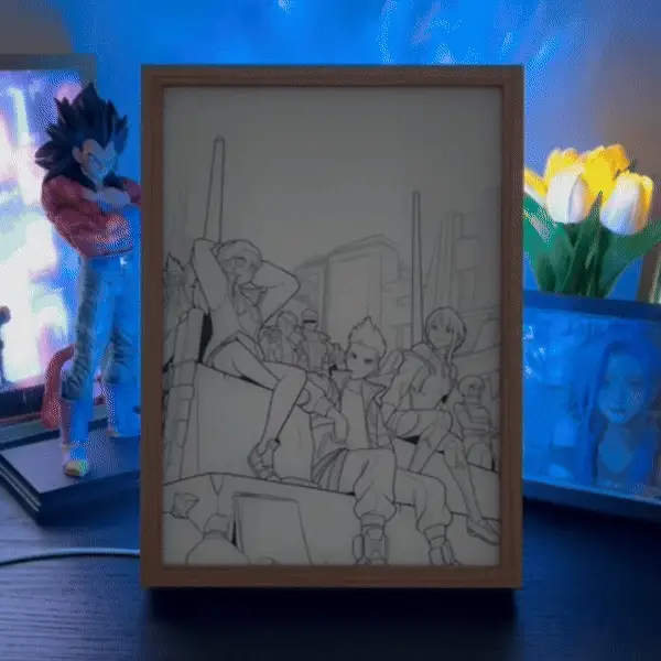 Hand-drawn line art LED light box