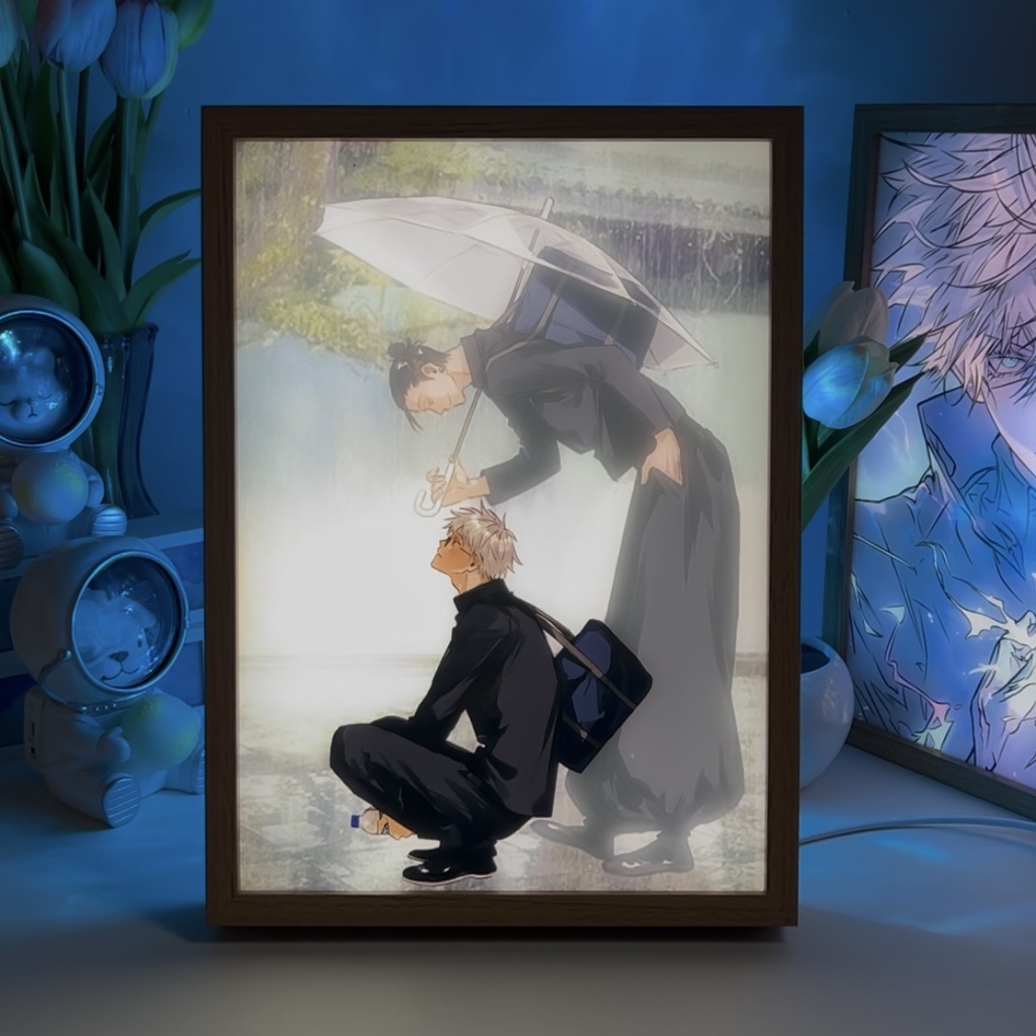 Pintura com luz LED inspirada no anime JJK – Moldura de parede de fantasia