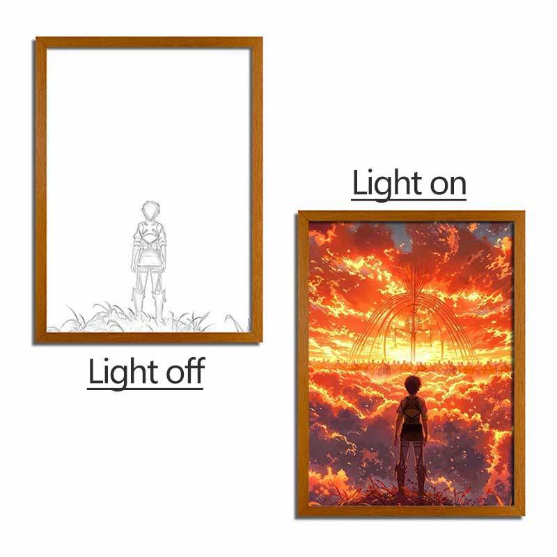 Attack on Titan Series LED Light Painting Anime Photo Frame Wall Art