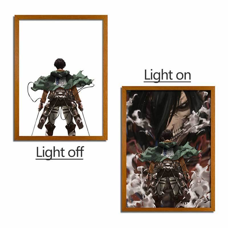 Attack on Titan Series LED Light Painting Anime Photo Frame Wall Art