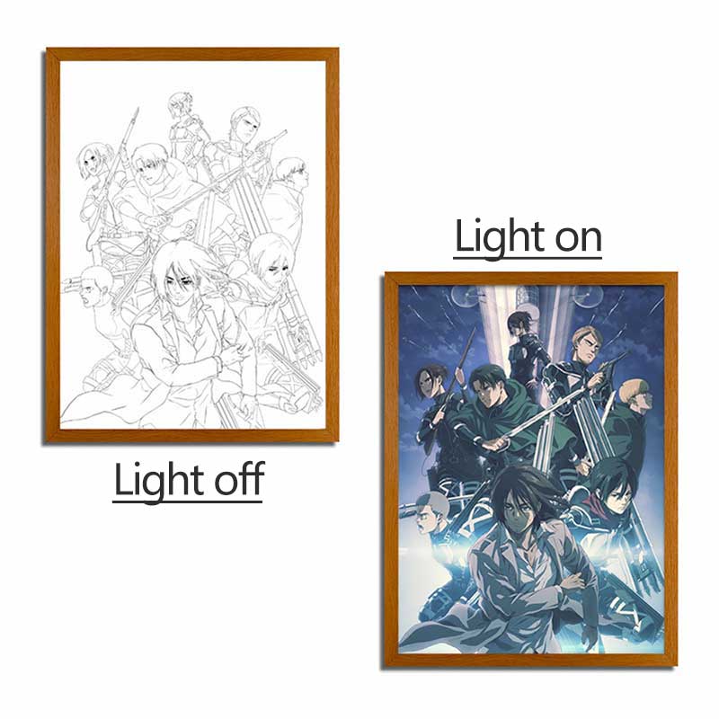 Attack on Titan Series LED Light Painting Anime Photo Frame Wall Art