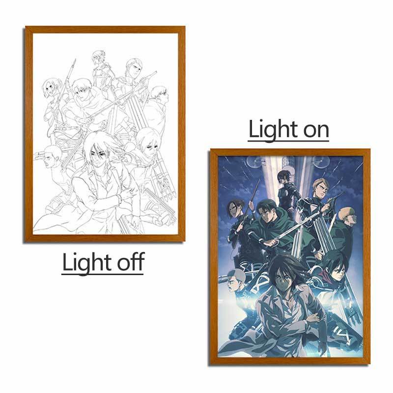 Attack on Titan Series LED Light Painting Anime Photo Frame Wall Art