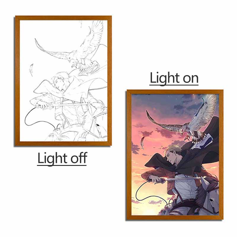 Attack on Titan Series LED Light Painting Anime Photo Frame Wall Art