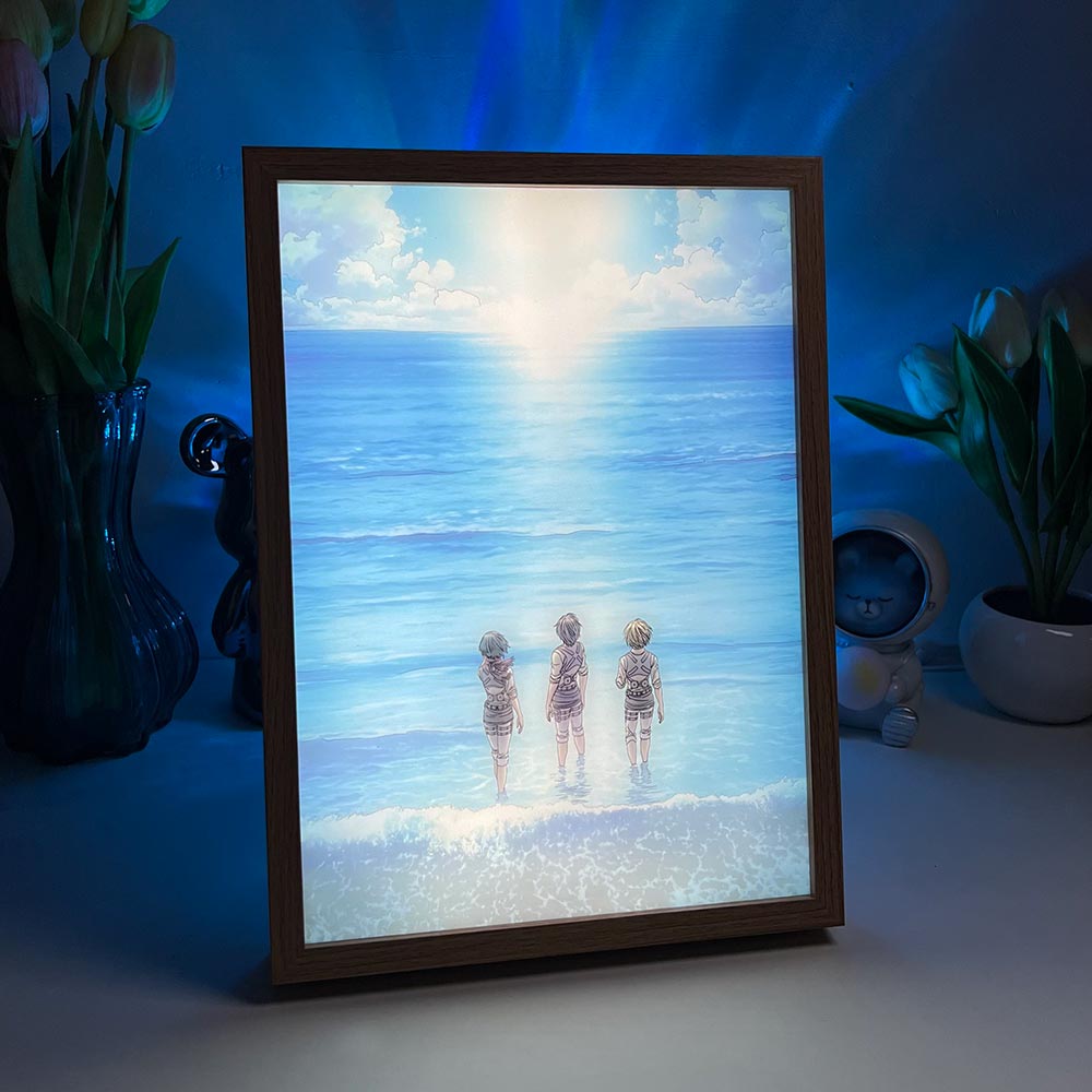 Attack on Titan Anime Light Box – Ocean Trio Scene LED Light Painting Art Frame