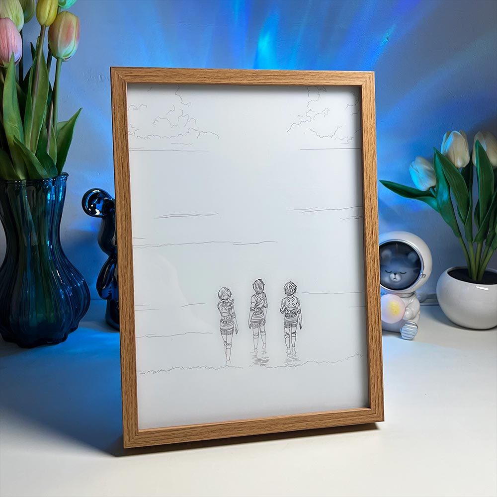 Attack on Titan Anime Light Box – Ocean Trio Scene LED Light Painting Art Frame