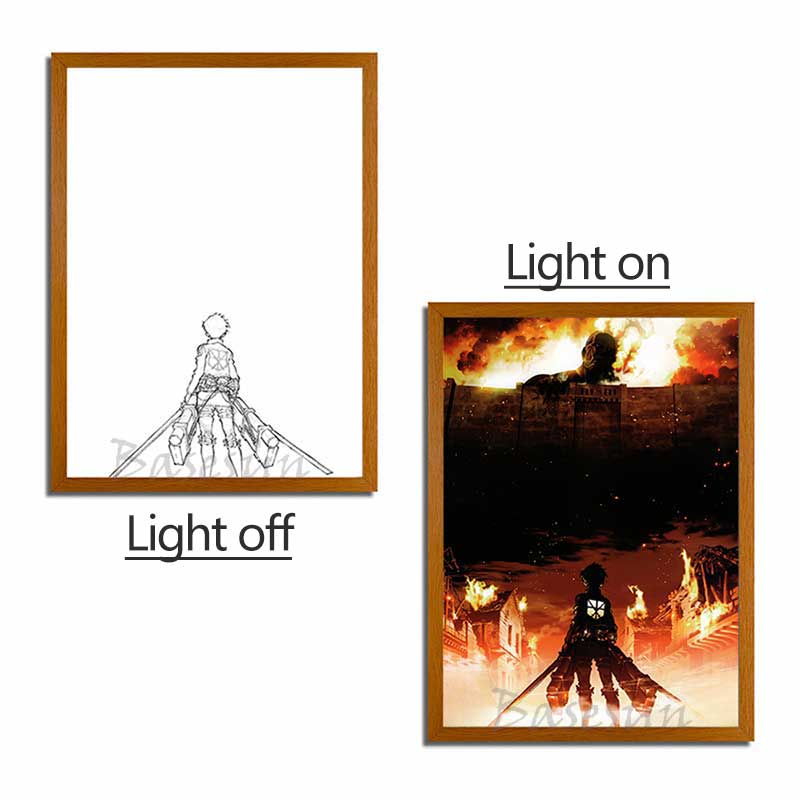Attack on Titan Series LED Light Painting Anime Photo Frame Wall Art