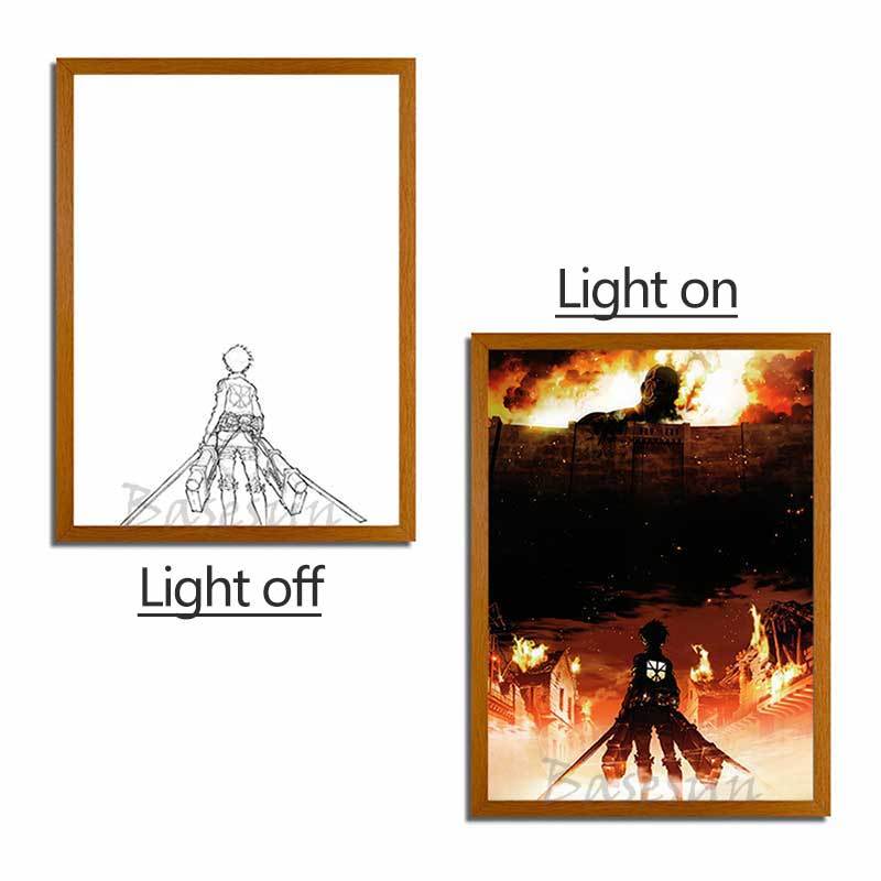 Attack on Titan Series LED Light Painting Anime Photo Frame Wall Art