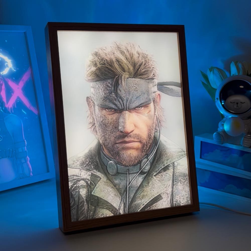 Metal Gear Naked Snake / Big Boss LED Light Painting Game Art Light Box