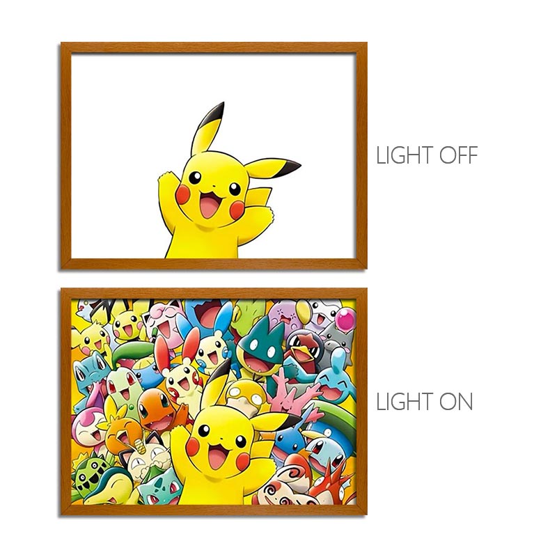 Pokemon Anime LED Light Painting Frame – Glowing Wall Art for Fans & Gamers