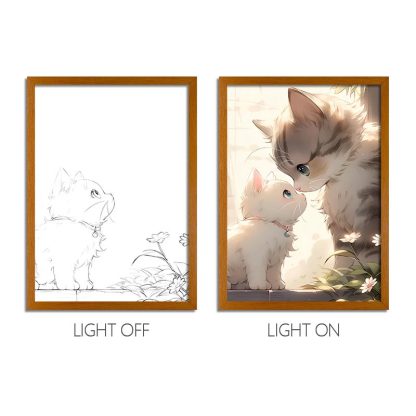 Healing Cat LED Light Painting Frame - Pet Decorative Art Multiple Designs USB Remote Control