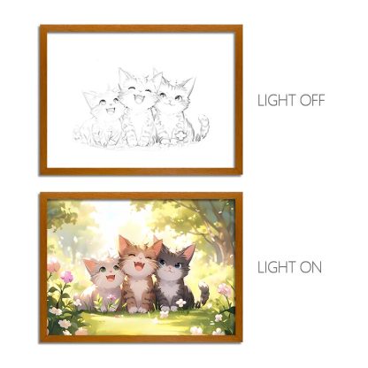Healing Cat LED Light Painting Frame - Pet Decorative Art Multiple Designs USB Remote Control