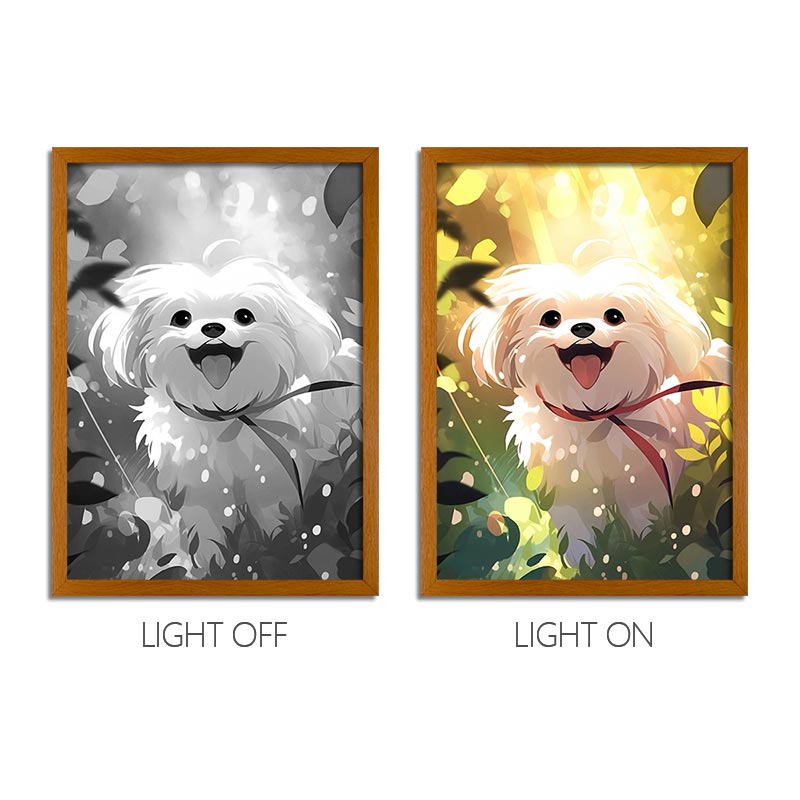Healing Dog LED Light Painting Frame Pet Decorative Art Multiple Des