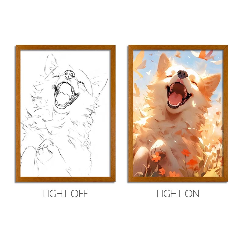 Healing Dog LED Light Painting Frame Pet Decorative Art Multiple Des