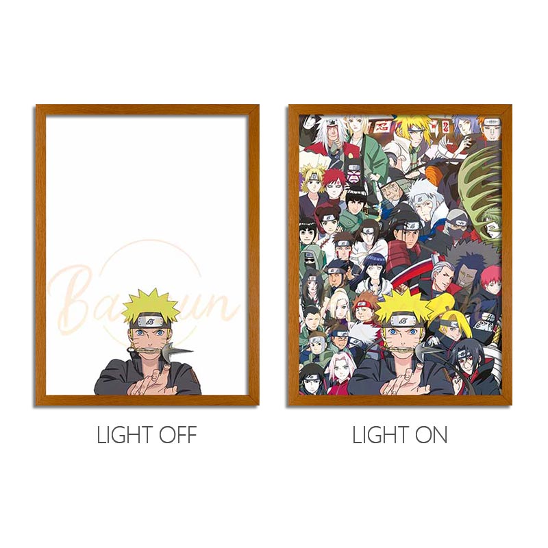Naruto Anime LED Light Painting Frame – Glowing Wall Art for Fans & Co