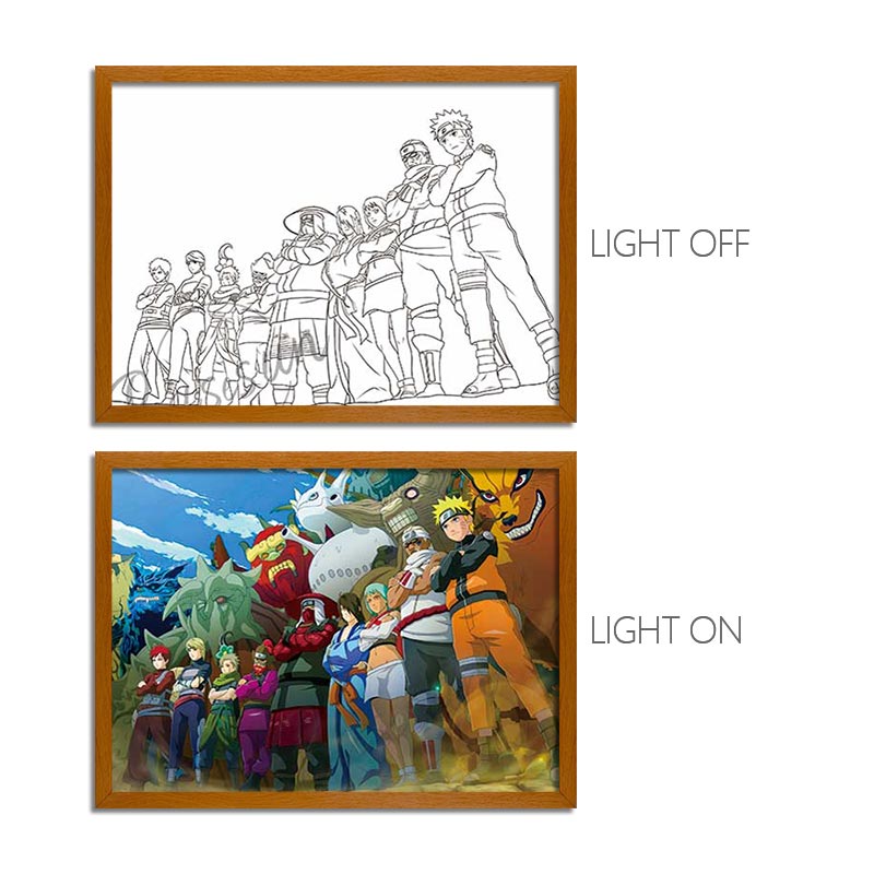 Naruto Anime LED Light Painting Frame – Glowing Wall Art for Fans & Co