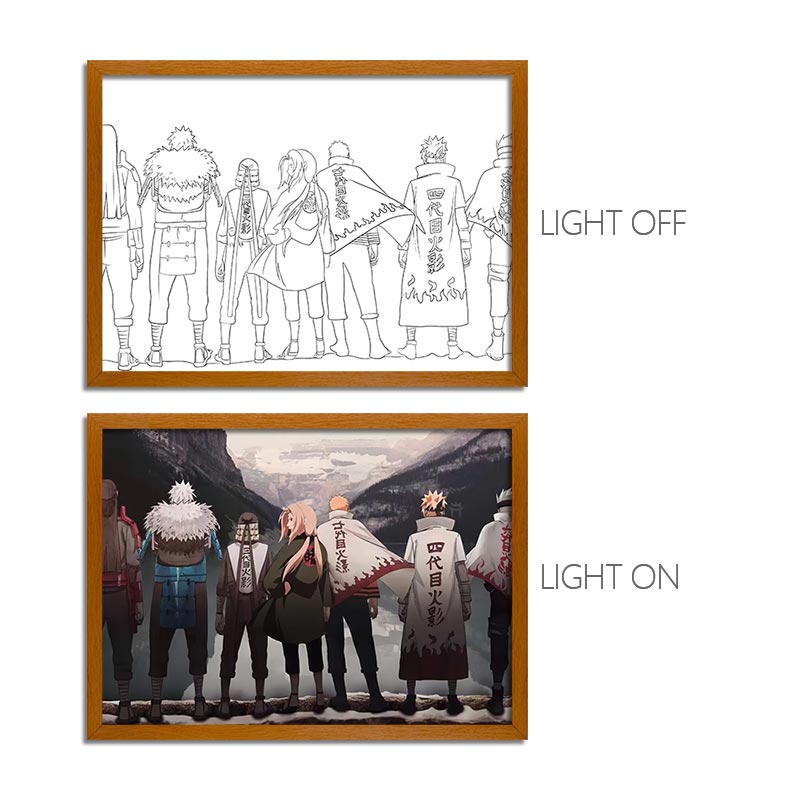 Naruto Anime LED Light Painting Frame – Glowing Wall Art for Fans & Co