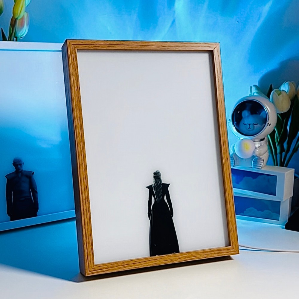 Game of Thrones Daenerys – LED Light Painting Frame, Glowing Light Box Mother of Dragons Wall Art