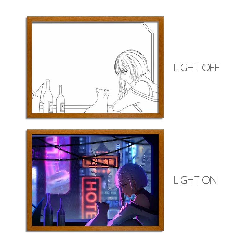 Cyber Series LED Light Painting Anime Photo Frame Wall Art