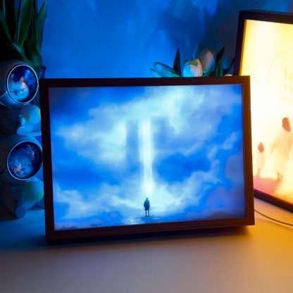 Cross of Revelation – Dreamy Blue Beam LED Light Painting Gift Night Light