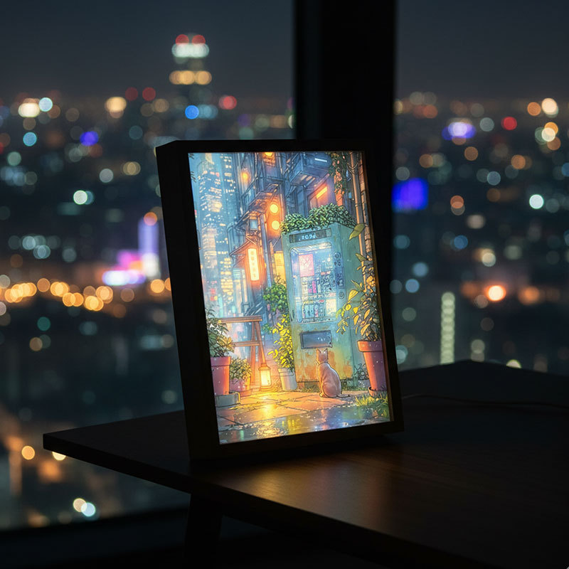 City Cat at Night – LED Light Box