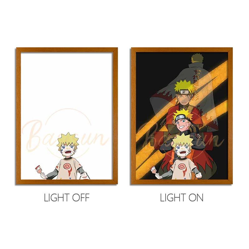 Naruto Anime LED Light Painting Frame – Glowing Wall Art for Fans & Co