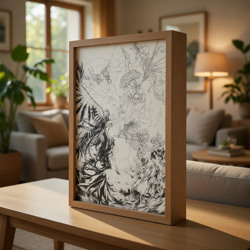 Madoka Magica Ultimate Madoka & Akuma Homura LED Light Painting - Epic Fate Glow Frame - 3-Color Dimmable Anime Light Box - Aesthetic Healing Art Gift