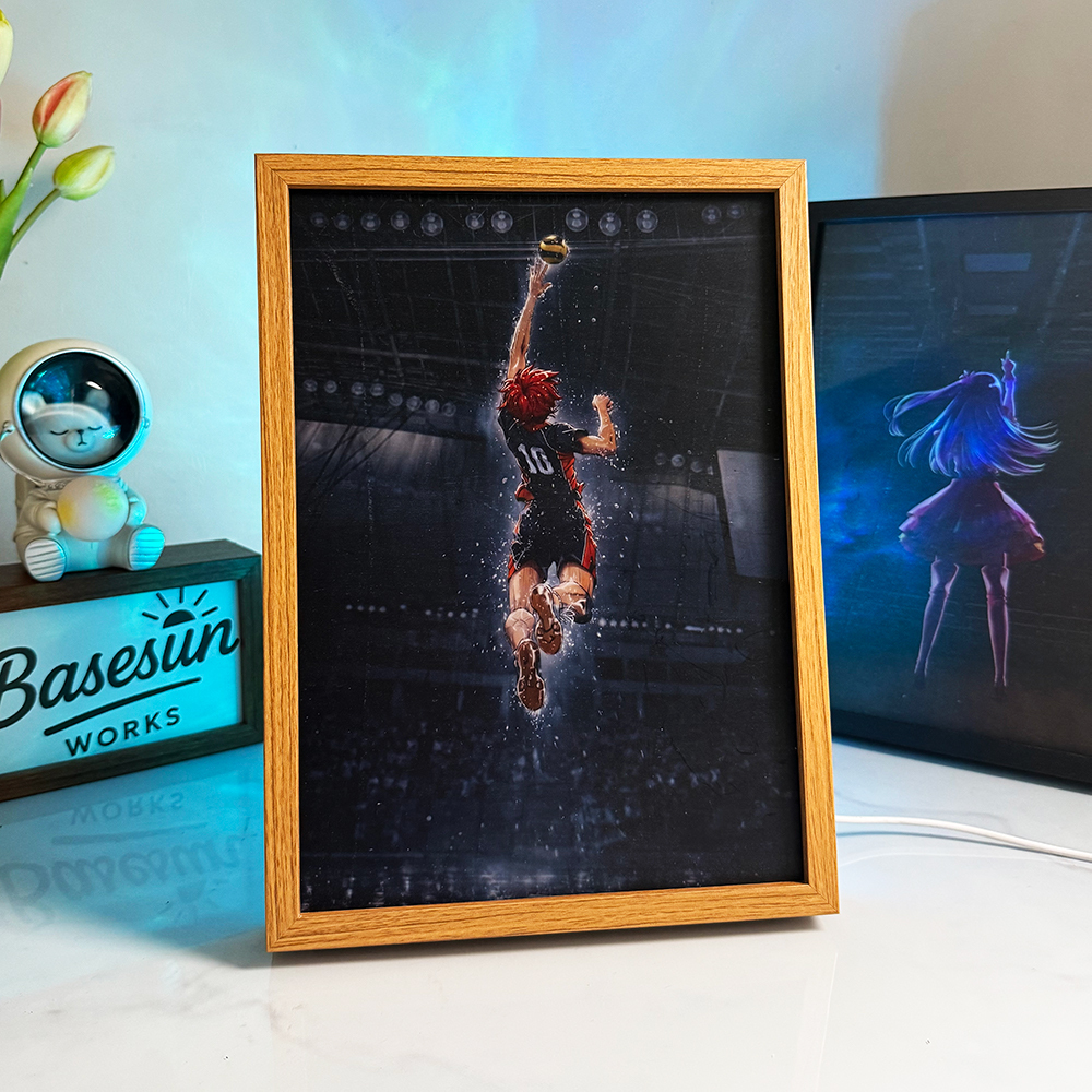 Haikyuu!! LED Light Painting | Hinata Shoyo "The View from the Top" Art Box | High-Energy Anime Decor | 3-Color Dimmable with Remote