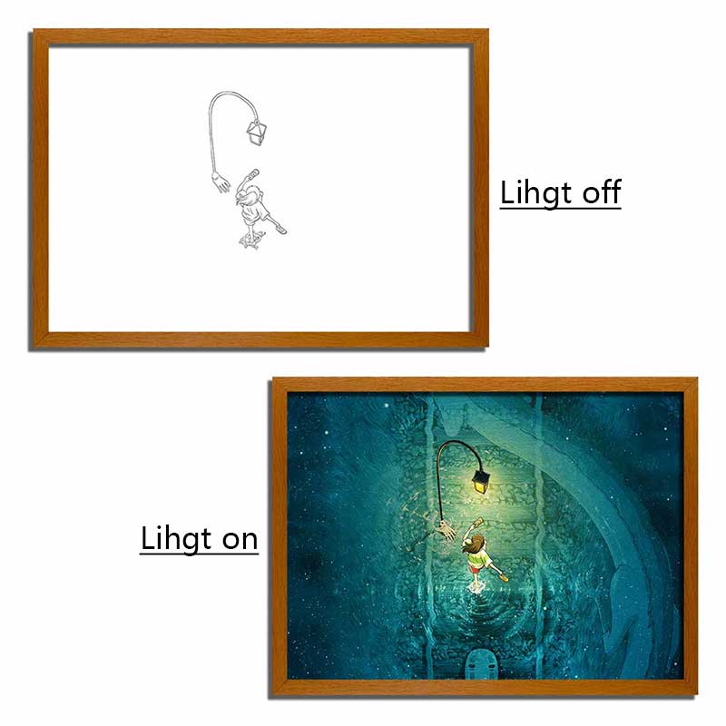 Studio Ghibli Inspired Anime LED Light Painting – "Glow of Ghibli" Photo Frame Wall Art