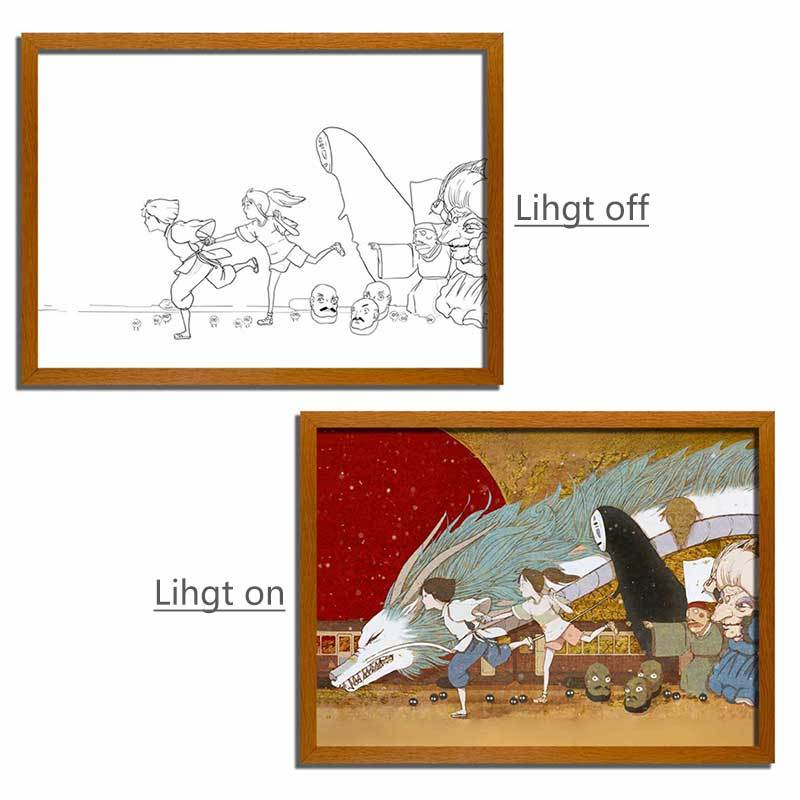 Studio Ghibli Inspired Anime LED Light Painting – "Glow of Ghibli" Photo Frame Wall Art