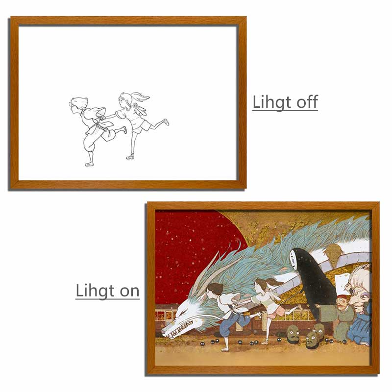 Studio Ghibli Inspired Anime LED Light Painting – "Glow of Ghibli" Photo Frame Wall Art