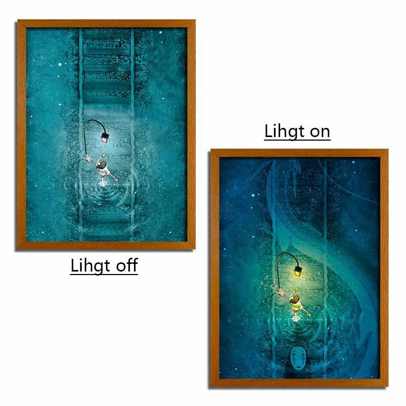 Studio Ghibli Inspired Anime LED Light Painting – "Glow of Ghibli" Photo Frame Wall Art