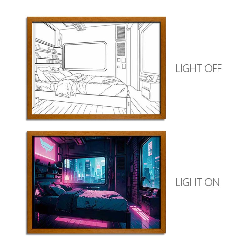 Cyber Series LED Light Painting Anime Photo Frame Wall Art