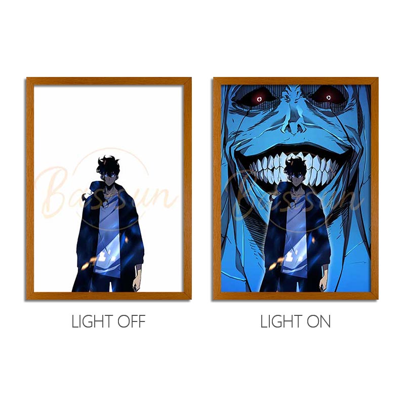 Solo Leveling Series LED Light Painting Anime Photo Frame Wall Art