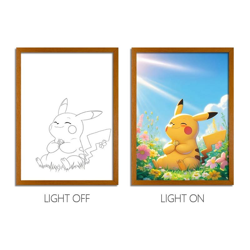 Pokemon Anime LED Light Painting Frame – Glowing Wall Art for Fans & Gamers